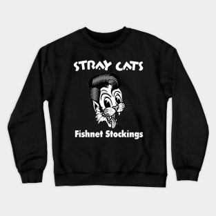 Fishnet stocking smile face cat art band Crewneck Sweatshirt